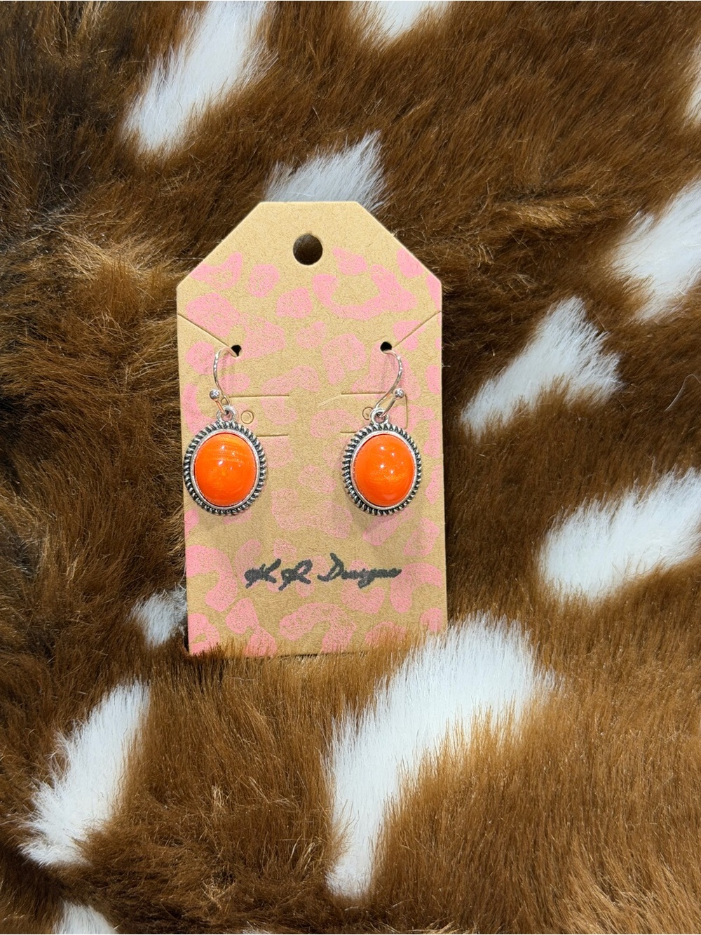 Silver and Orange Earrings